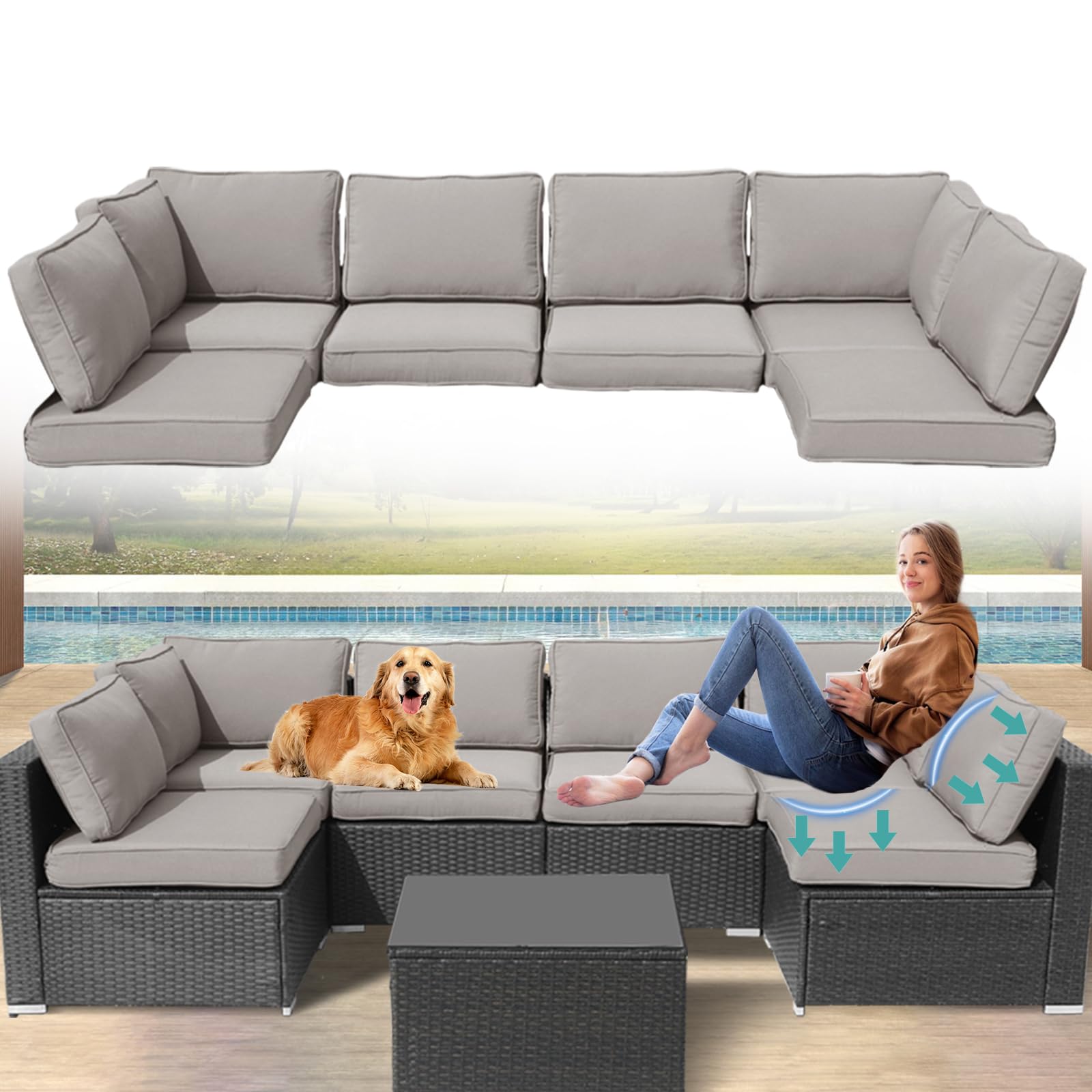 Amazon.com: FKSLIFE Outdoor Cushions for Patio Furniture,14Pieces