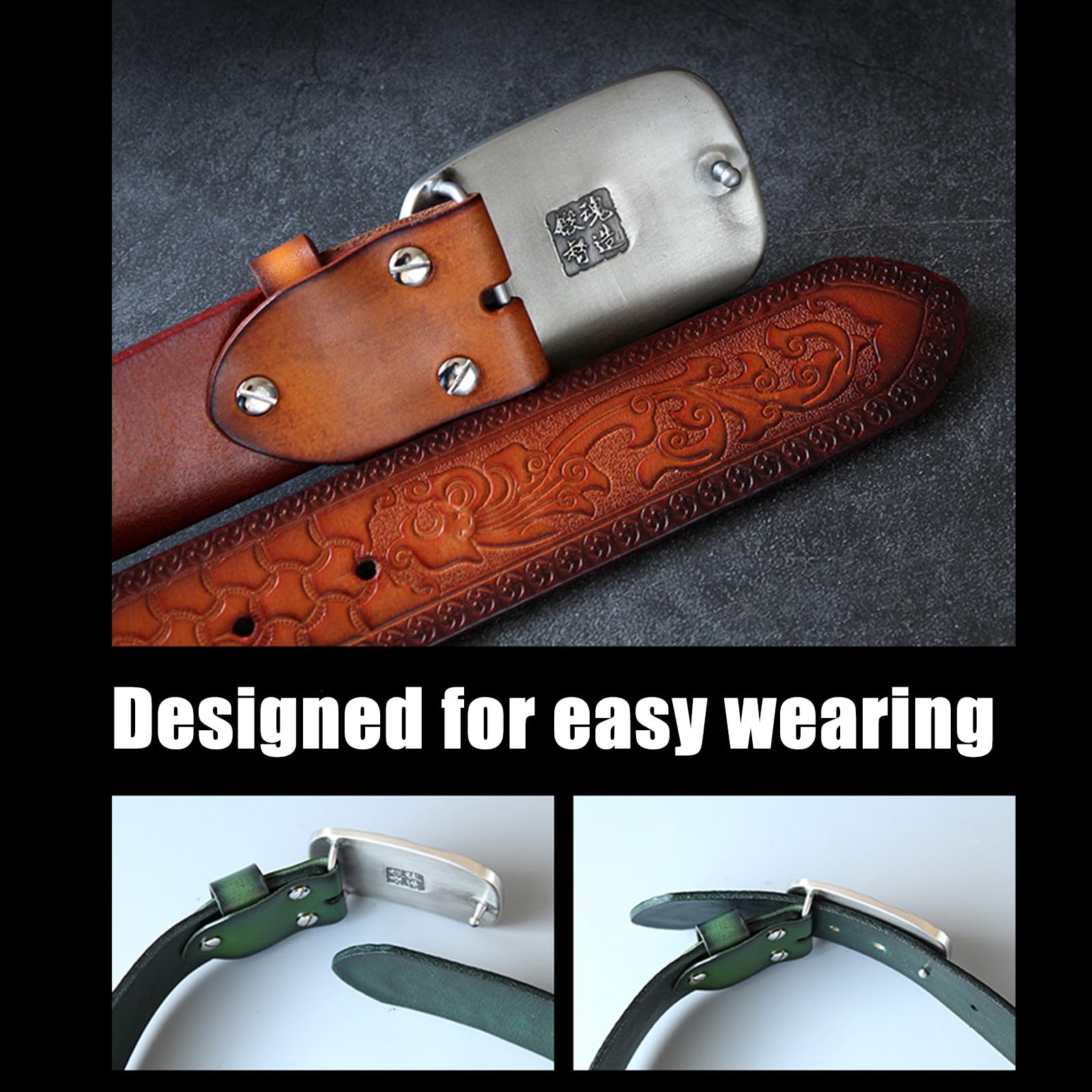 Cintura western da uomo, Cintura retrò da uomo, Cinture da uomo e da donna, Cinture casual, Cinture da uomo in pelle, Cintura da cowboy western con fibbie in rame, Stile country vintage casual in rili