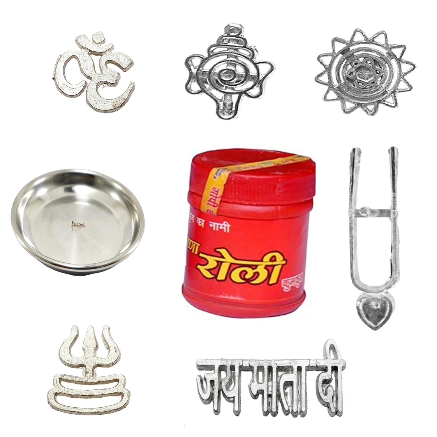 Vrindavan Store Vaishnava Tilak Stamp Pack Of 6, Roli, Keshar Chandan Tika And Gopi Chandan Set