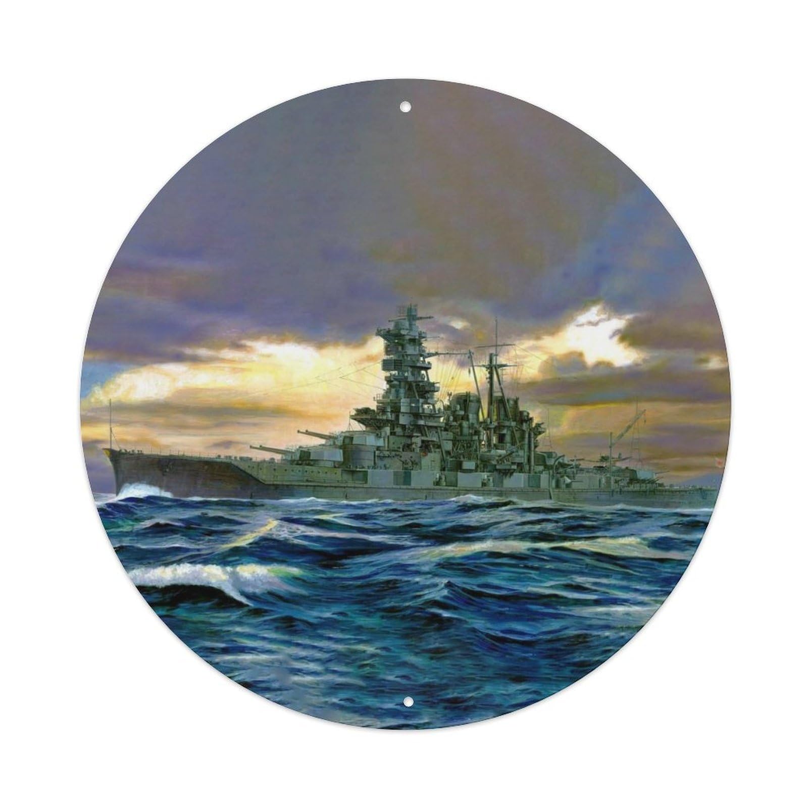 WWII Vintage Battleship 1944 Kongo - Koizumi & Sasaki Vintage Metal Tin Sign Plaque Wall Decor for Cafe, Club Bar, Office, Garden Metal Poster 8x8Inch