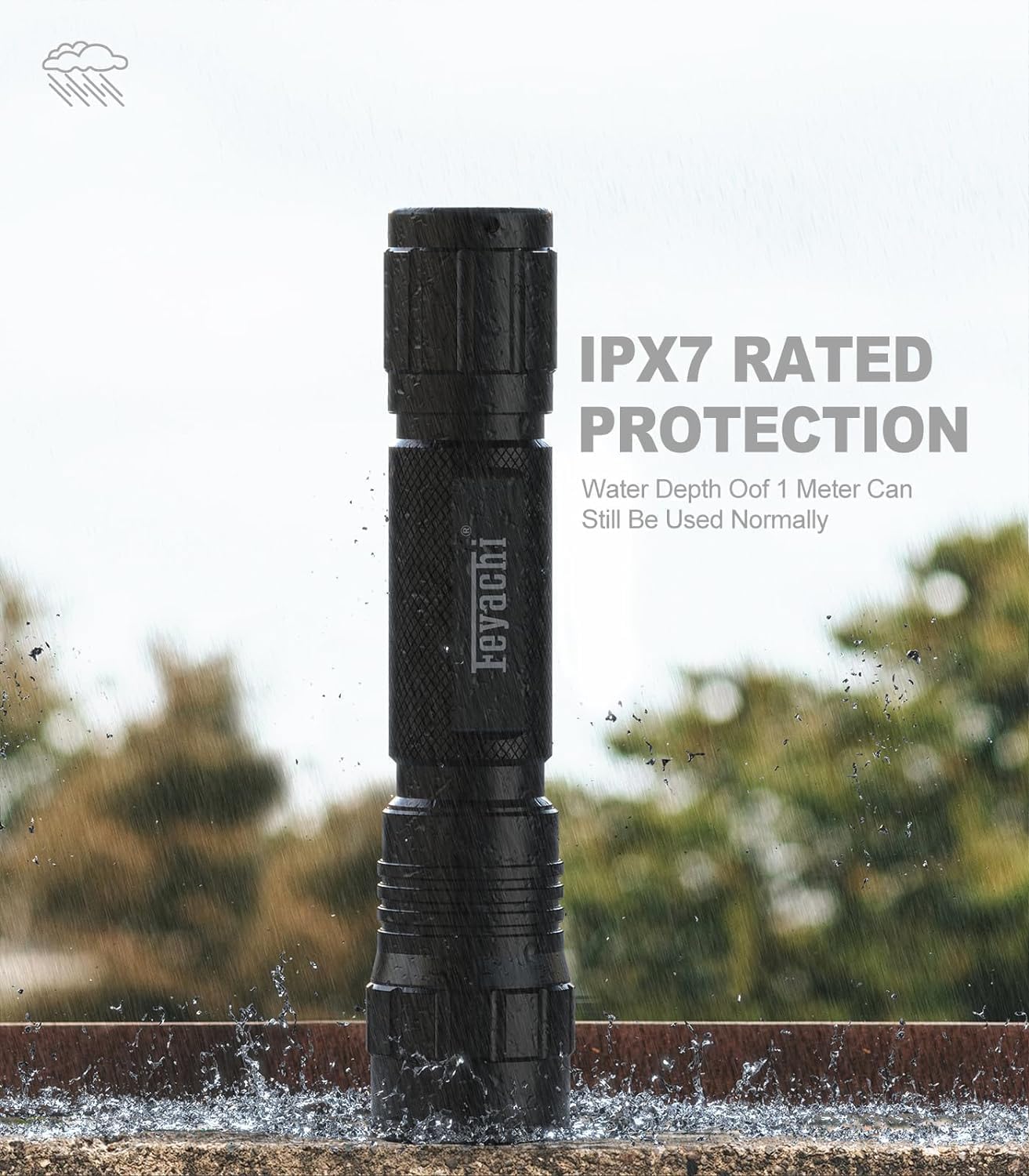 Feyachi FL34 Lampe de poche LED 1500 lumens extrêmement lumineuse IPX7 étanche pour camping, pêche, urgence, extérieur