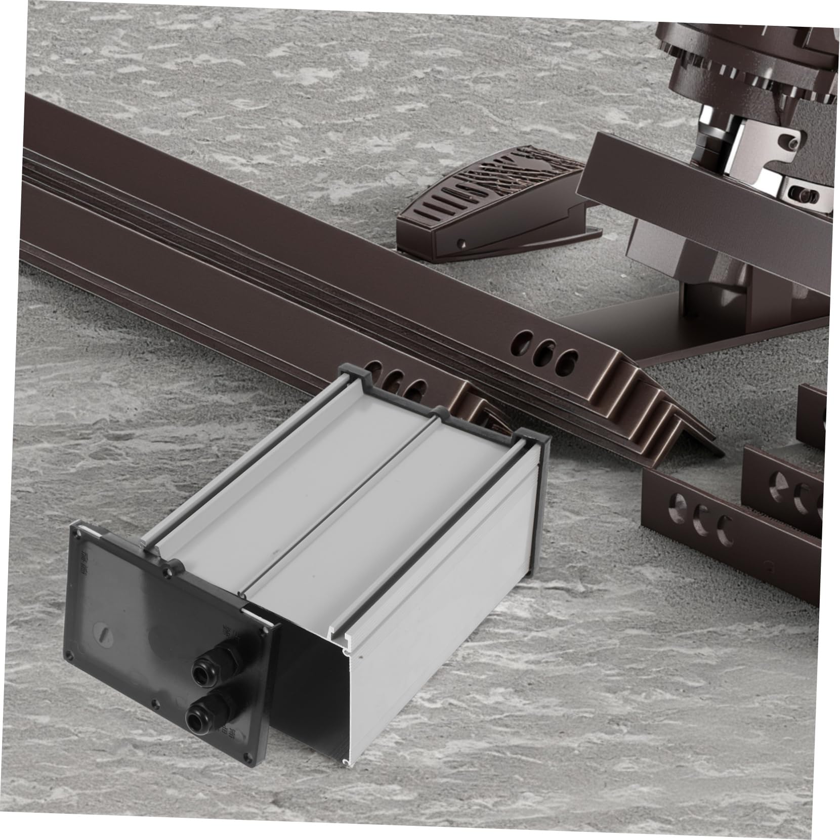Boîtier Électrique et Connexions Électriques Étanche en Aluminium Argenté avec Couvercle, Solide pour Batterie Lithium pour Éclairage Solaire Extérieur
