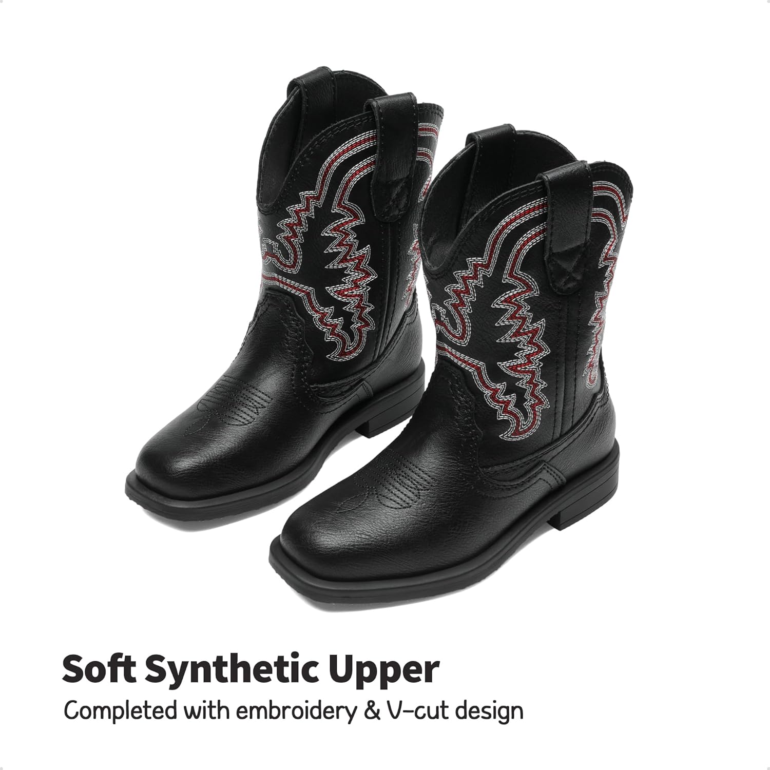 DREAM PAIRS Toddler Little Boys Girls Cowboy Boots Kids Western Square Toe Riding Mid Calf Boots - Image 3