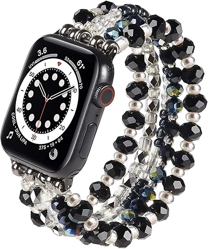 VISOOM Pulsera de cuentas compatible con Apple Watch Band 1.575 in1.496 in1.614 in1.654 in Series 11 10 9 8 7 SE (3 2 1) Series 654 Correa de reloj