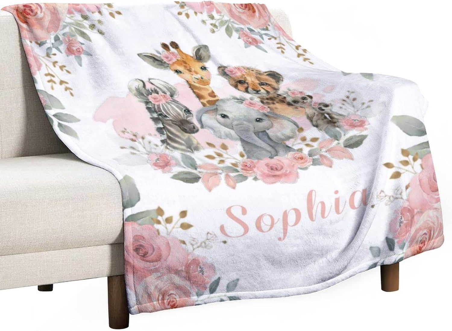 Personalized Baby Blanket for Boys Girls Elephant Custom Blanket with Name Personalized Blankets for Kids Customized Blanket Throws 40"x 50"