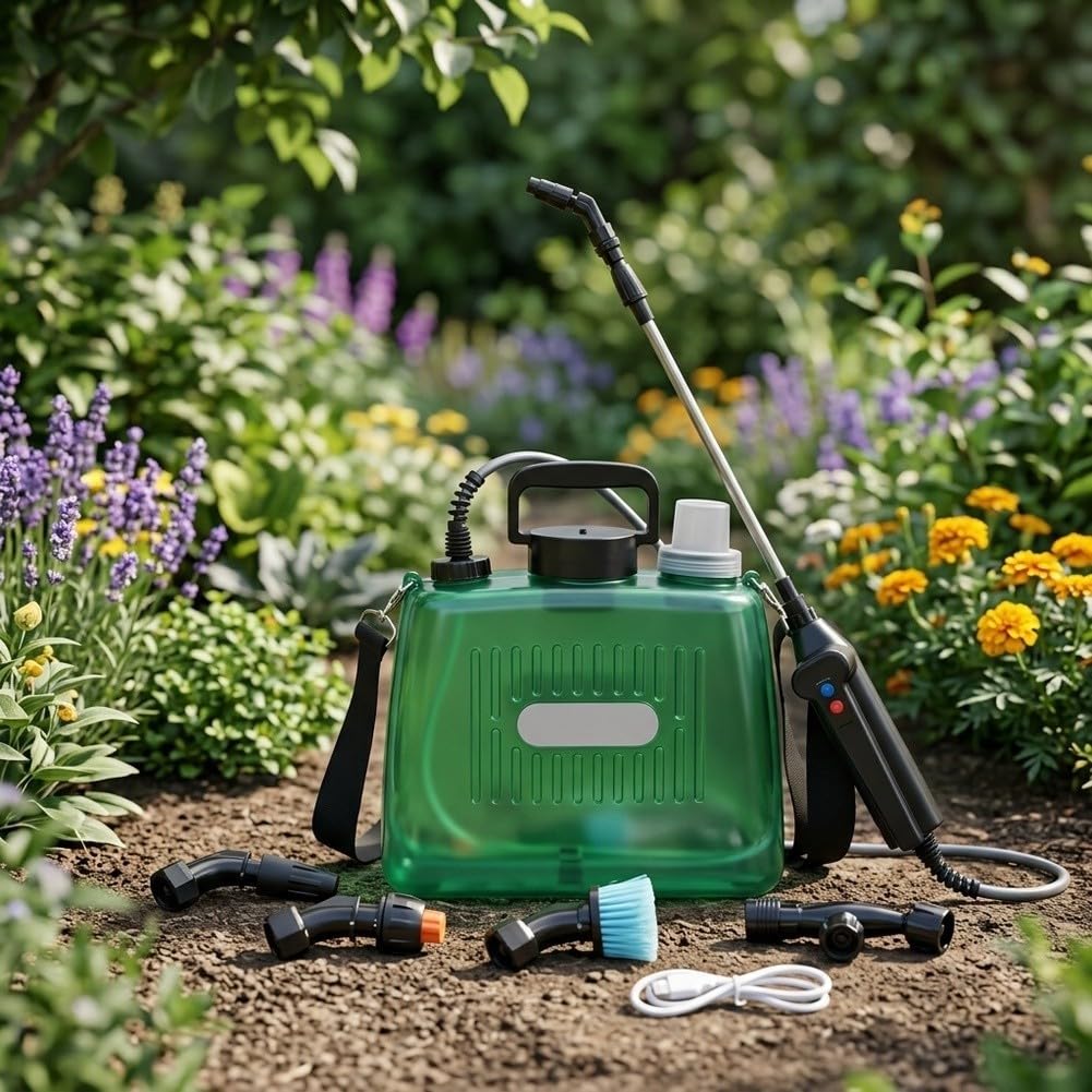 Elektrische Gartenspritze, 8 Liter (2 Gallonen), wiederaufladbare | Pumpspritze mit 3 einstellbaren Druckstufen, leichte, tragbare elektrische für Gartenarbeit,