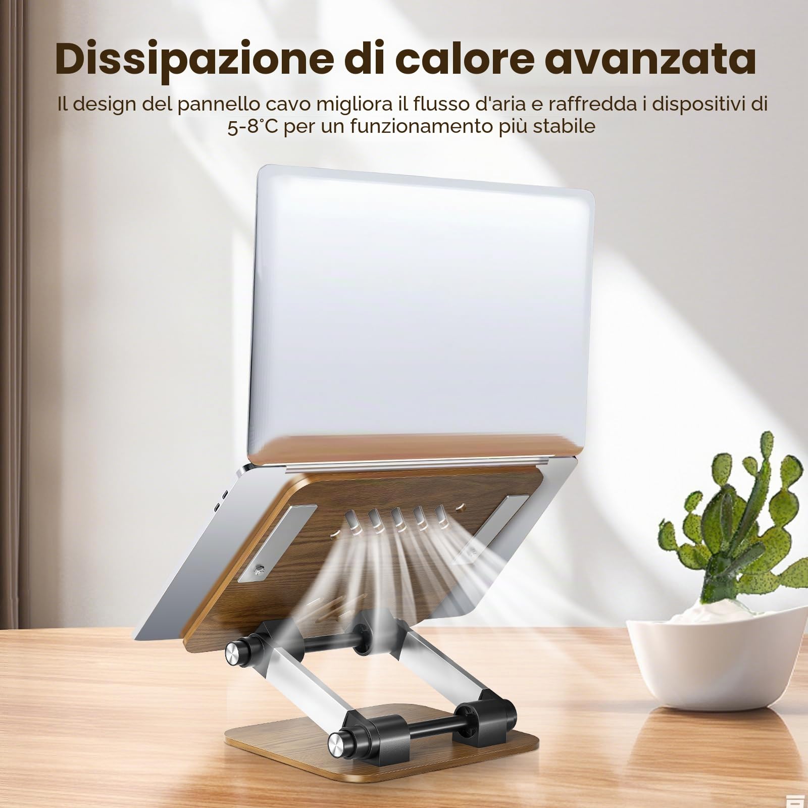 supporto per libri di lettura regolabile in legno, flessibile pieghevole a 180° per libri di cucina con clip di pagina