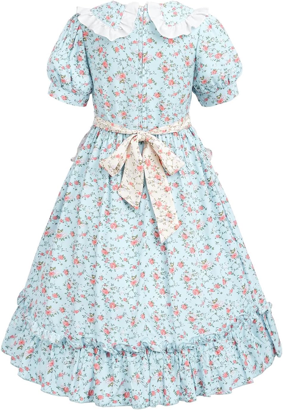 Nuoqi Prairie Dresses for Girls Green Pioneer Girl Costume Colonial Dress with Apron