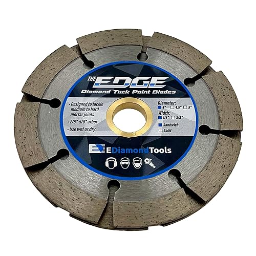 Miniatura 9 de Hoja de punto de inserción estilo sándwich de diamante de 4 pulgadas para extracción de juntas de mortero, triple sándwich de 38 pulgadas de ancho