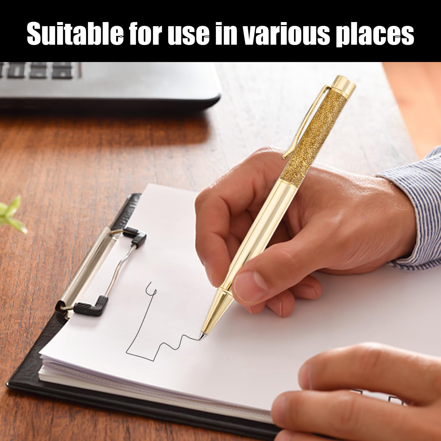 NTGRTY 7 Stück Kugelschreiber Set – Glitzer-Metallstifte Mit 1,0 Mm Schwarzer Tinte, Einziehbare Bling Pens Für Schule & Büro