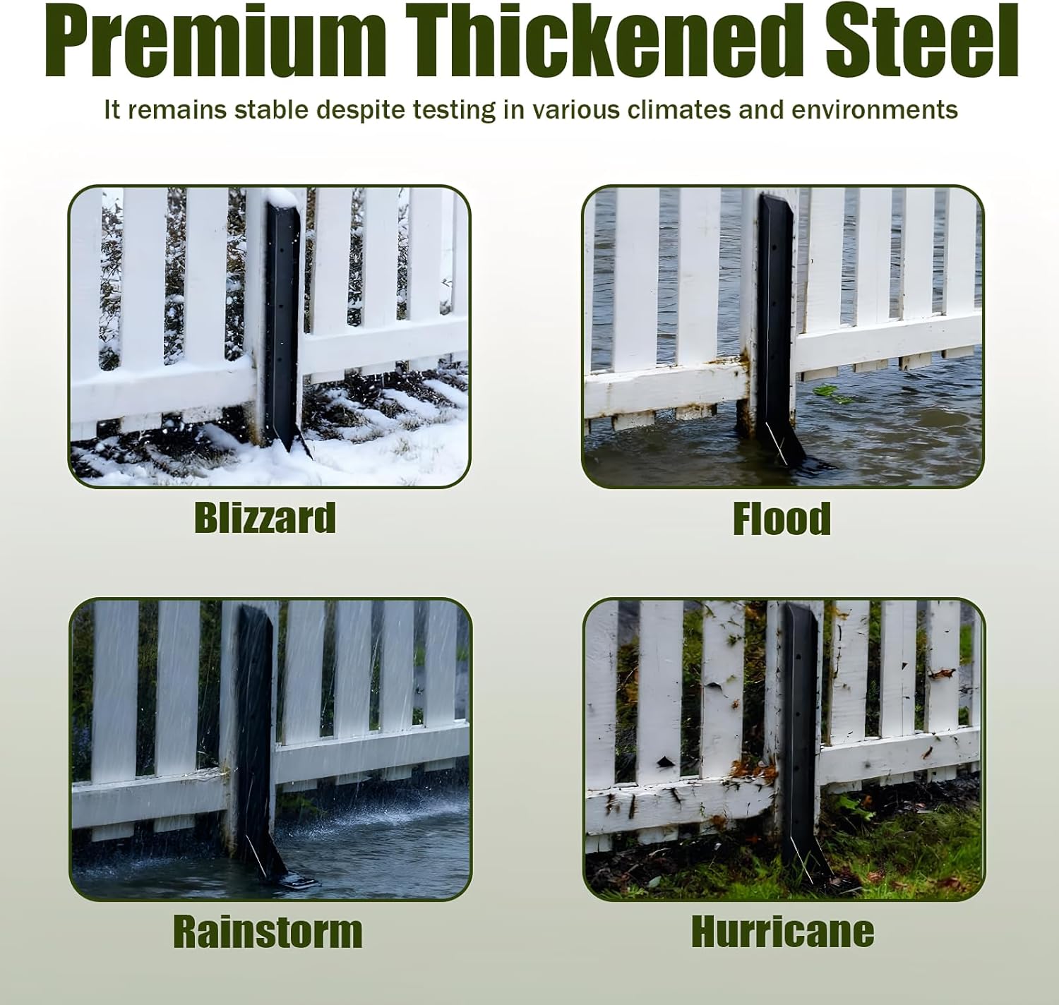 2Pcs Fence Post Repair Kit, Heavy Duty Galvanized Thickened Steel Anchor Bracket - Weather-Resistant Ground Stakes for Broken Leaning 4x4/6x6 Wooden Posts Deck Mailbox Garden (2 Pack/Black)