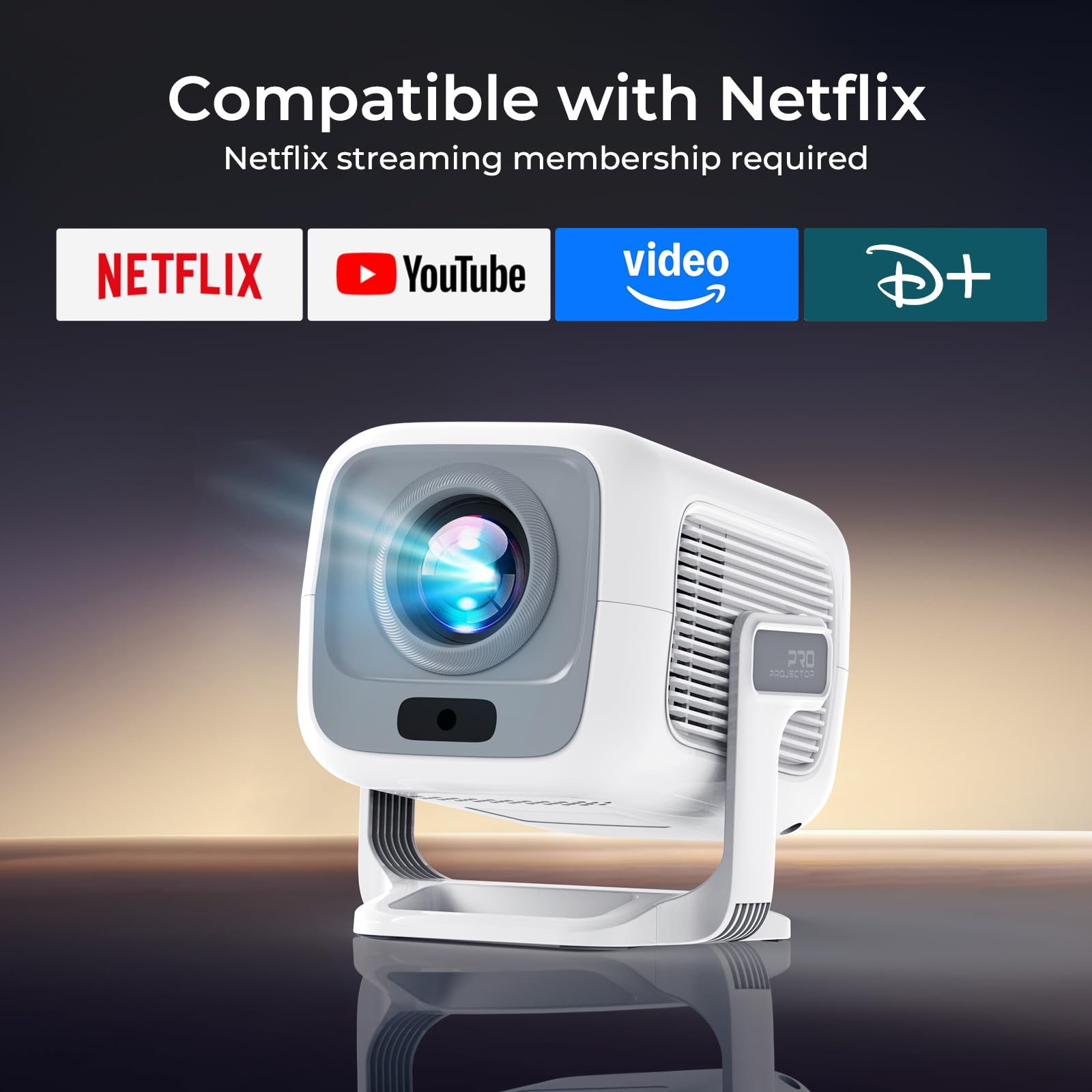 Smart Vidéoprojecteur Compatible 4K, Netflix Ready HiFi Audio Projecteur