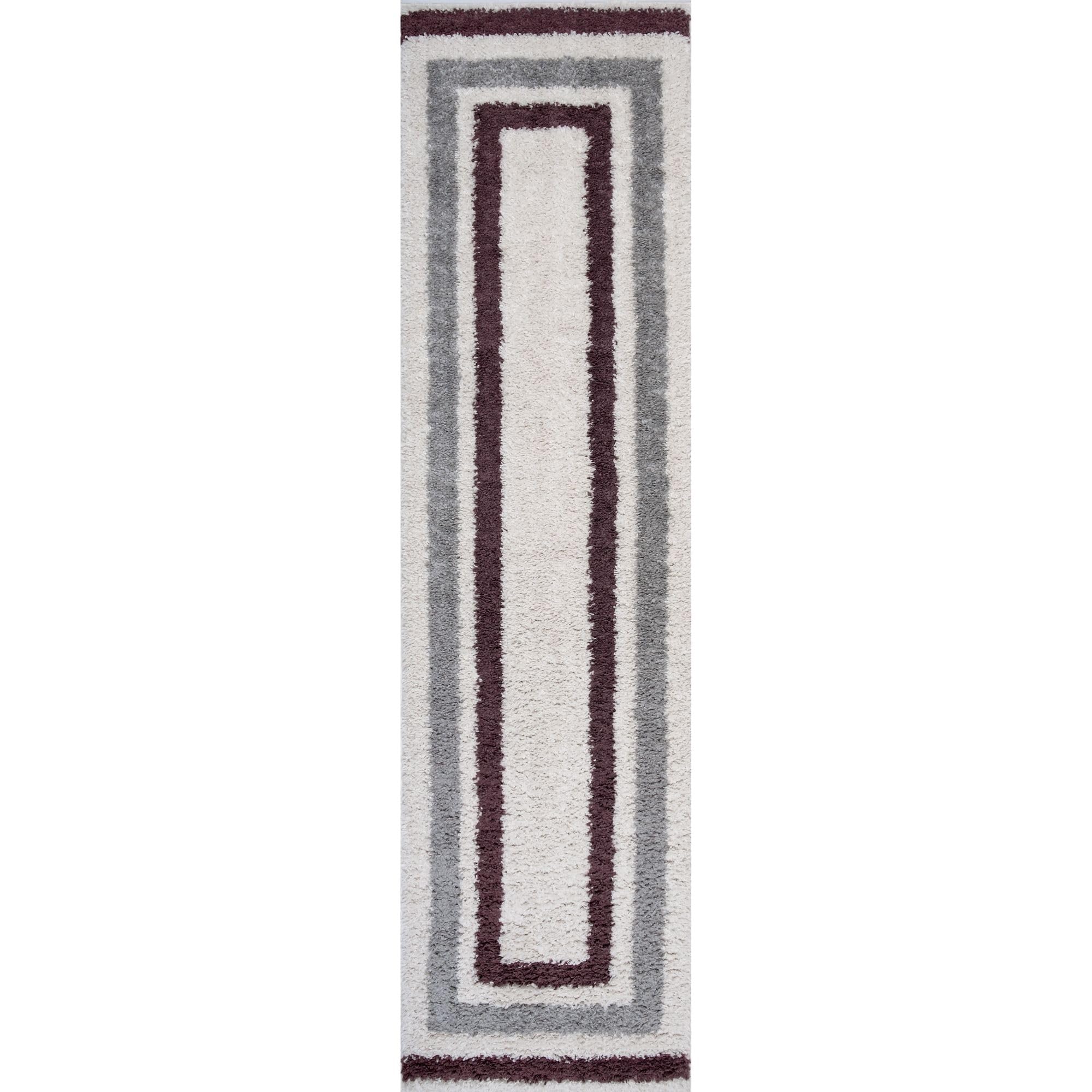 The Rugs Grey/Purple Moodi Shaggy Contour Rug