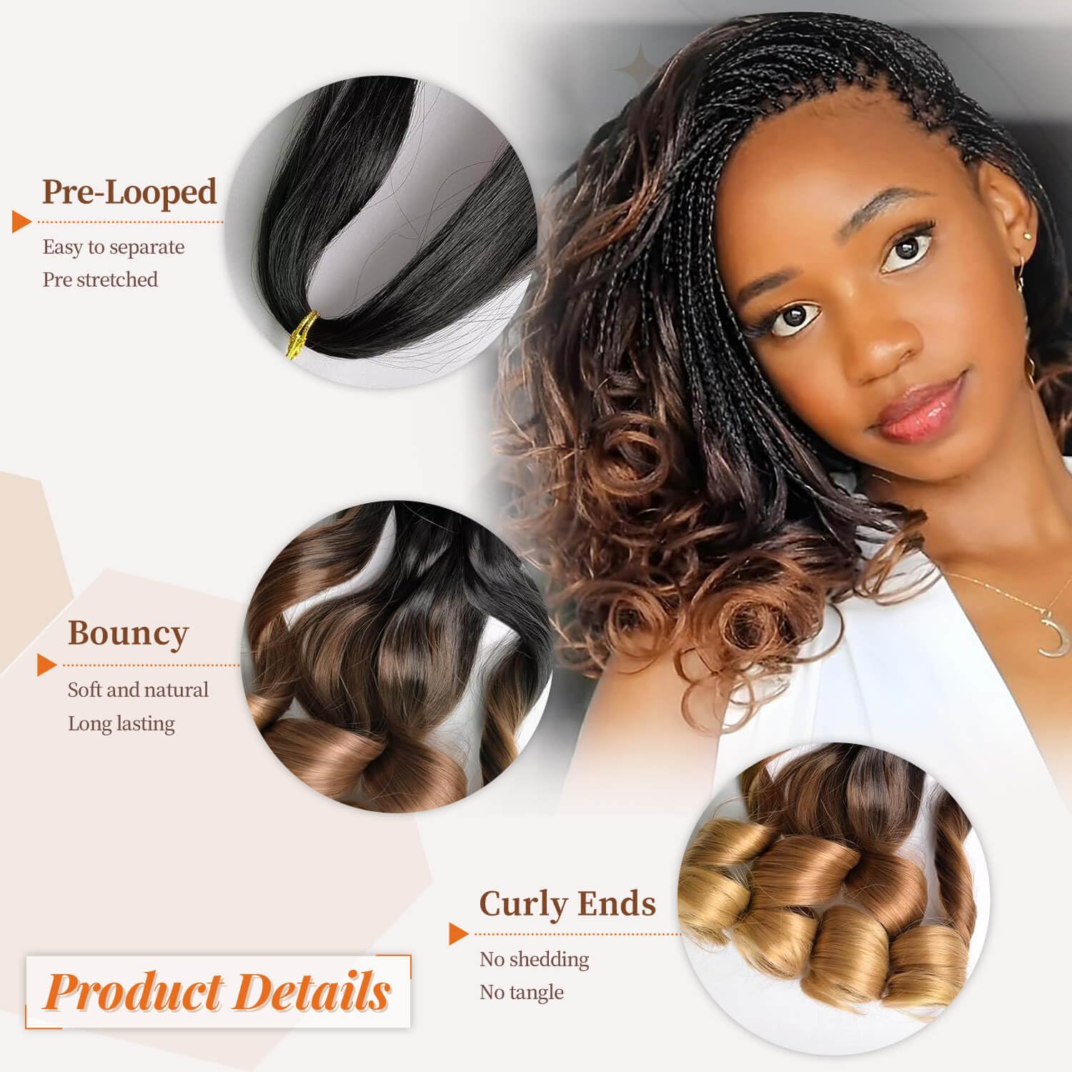 Flyroseing 12inch French Curl Braiding Hair - Image 3