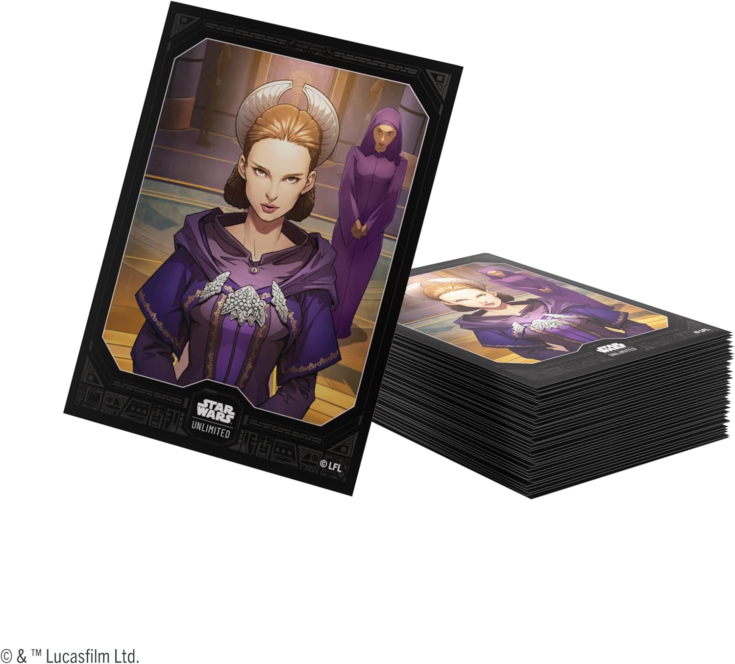 Asmodee Star Wars: Unlimited Padme Amidala Art Sleeves - Officially Licensed Pack of 60 Art Sleeves and 2 Clear Sleeves, Optimized Size for Star Wars: Unlimited and Other TCG and LCG Games