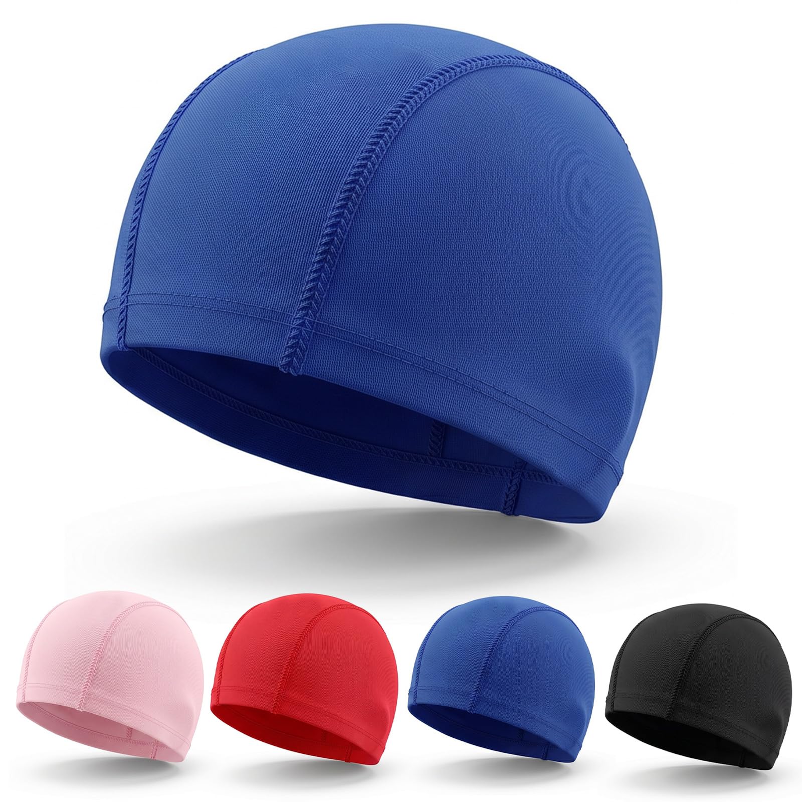 cobee 4PCS Polyester Swimming Cap, Comfortable Lightweight Swim Cap Non-Slip High Elastic Swimming Hat Bathing Caps for Women Men