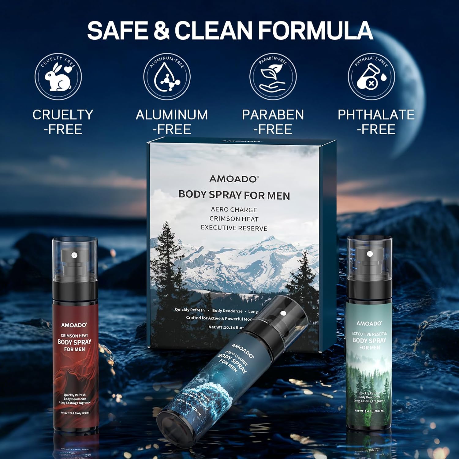 Men’s Body Spray Set – Body Spray for Men,Deodorizing Body Mist Refreshing Spray, Aluminum-Free Cologne Valentines Day Gift Set for Him, Oriental & Woody Scents,Each 3.4 fl oz - Image 8