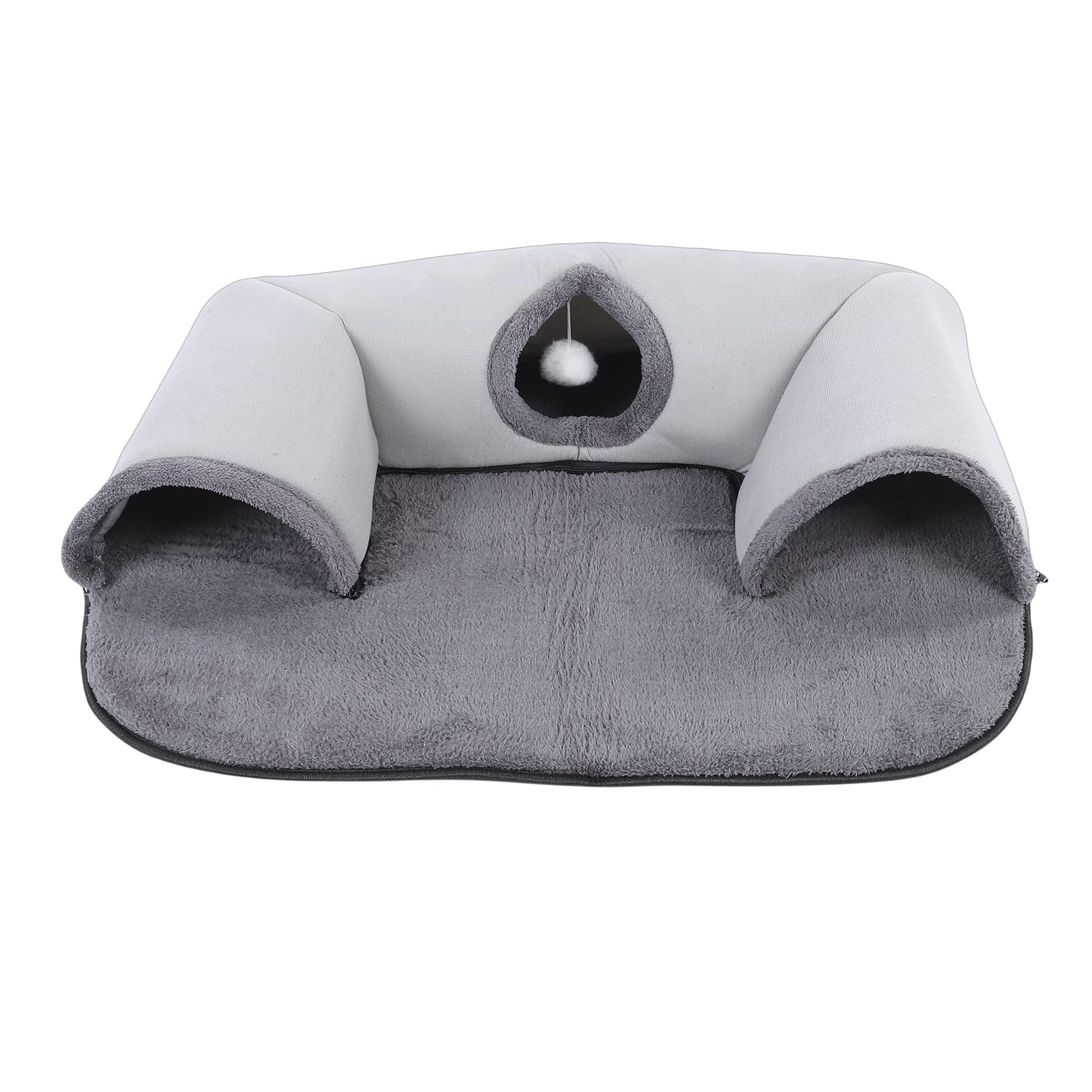 Cocoarm Cama Túnel para Gatos, Juguete Interactivo para Gatos Limpiable en Forma de U para de Interior con Juguete de Bola Desmontable para Gatitos (Talla pequeña)