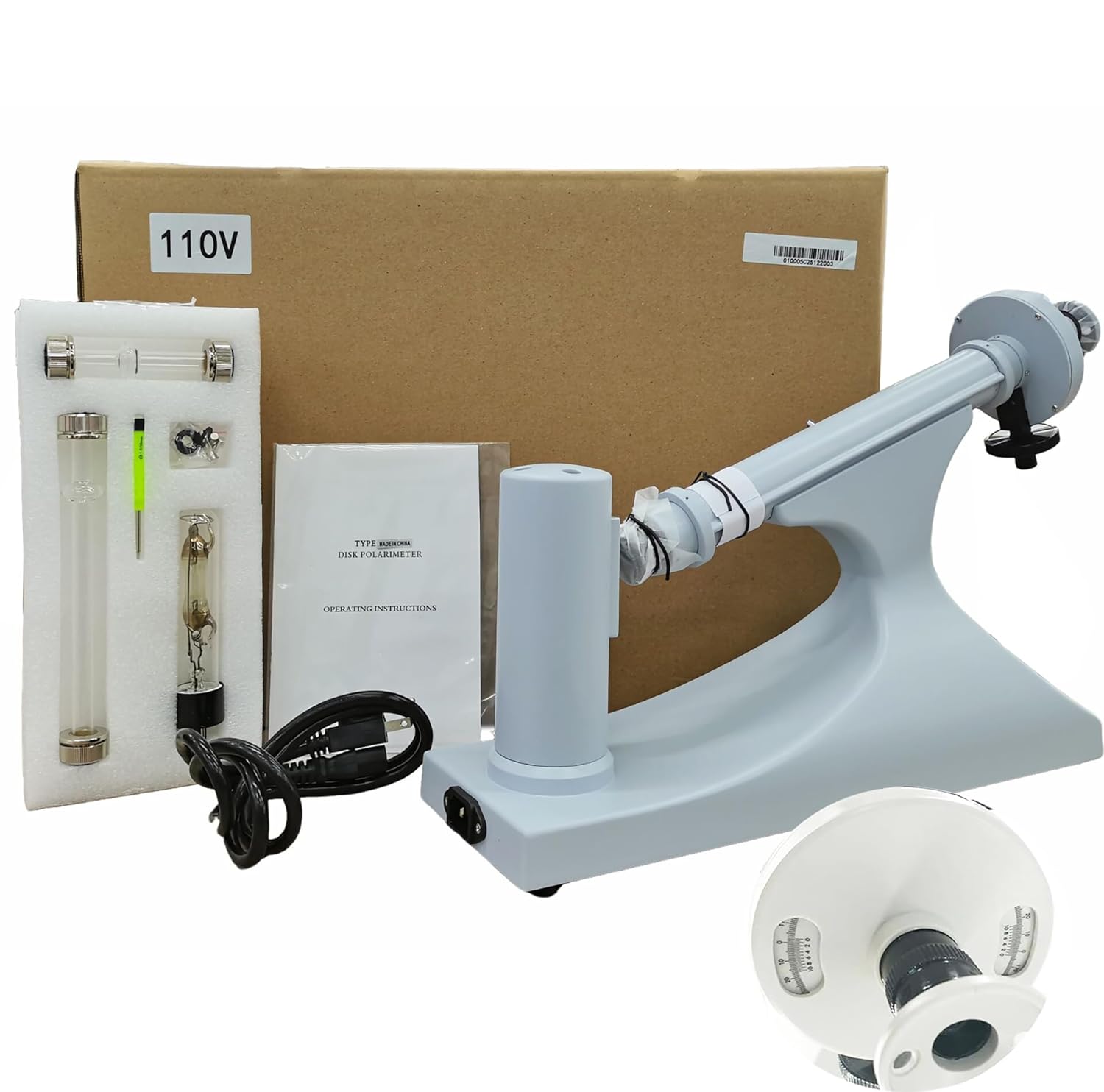 Polarimeter Lab Instrument Manual Disc Polarimeter with Sodium Lamp +/- 180 Degree ManualPolarimeter Research Industry Type Disk Polarimeter 100mm and 200mm Polarimeter Tube Manual Polarimeter Tester