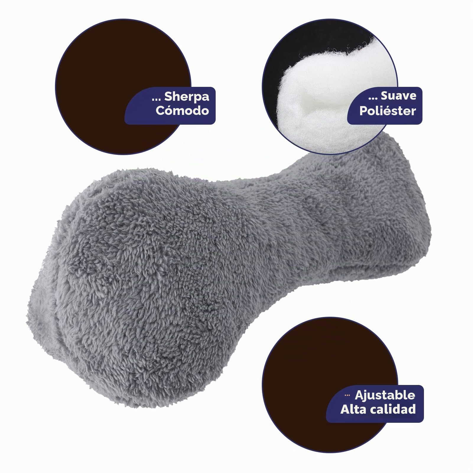 Almohada de cuello suave en forma de hueso para sofá, sillón, sillón reclinable, silla de oficina, aviones, gran apoyo para aliviar el dolor o apoyo para cuello, cabeza y cintura (gris)