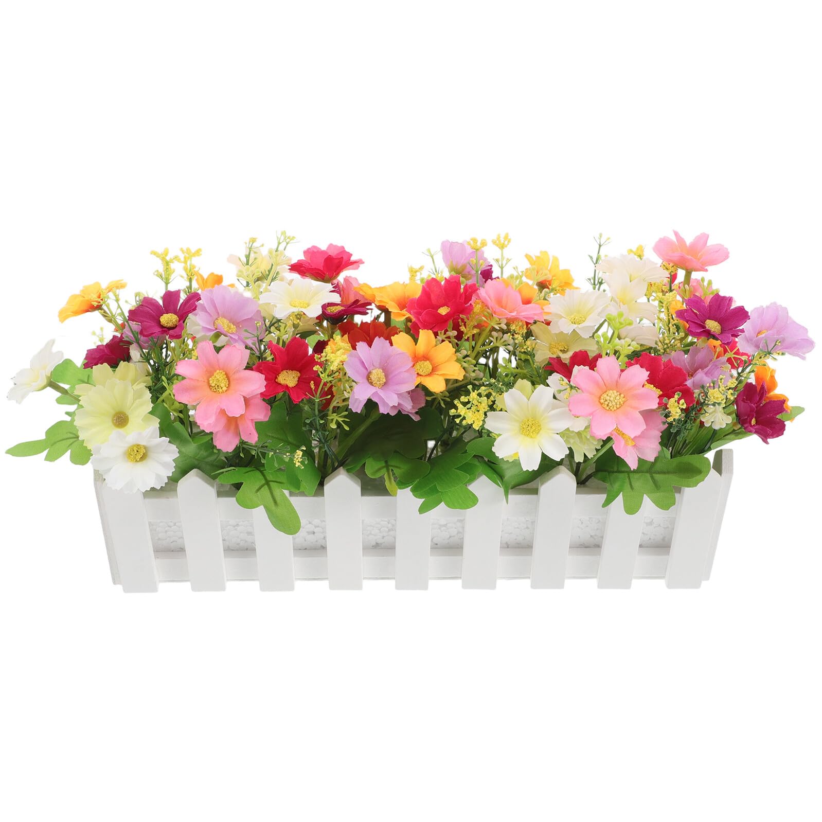 Fleurs artificielles décoratives colorées en pot résistantes pour extérieur