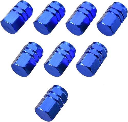Miniatura 3 de EBOOT 8 piezas azules tapas para válvula de neumáticos, cubiertas de válvula universales para automóviles, a prueba de polvo, aluminio, forma