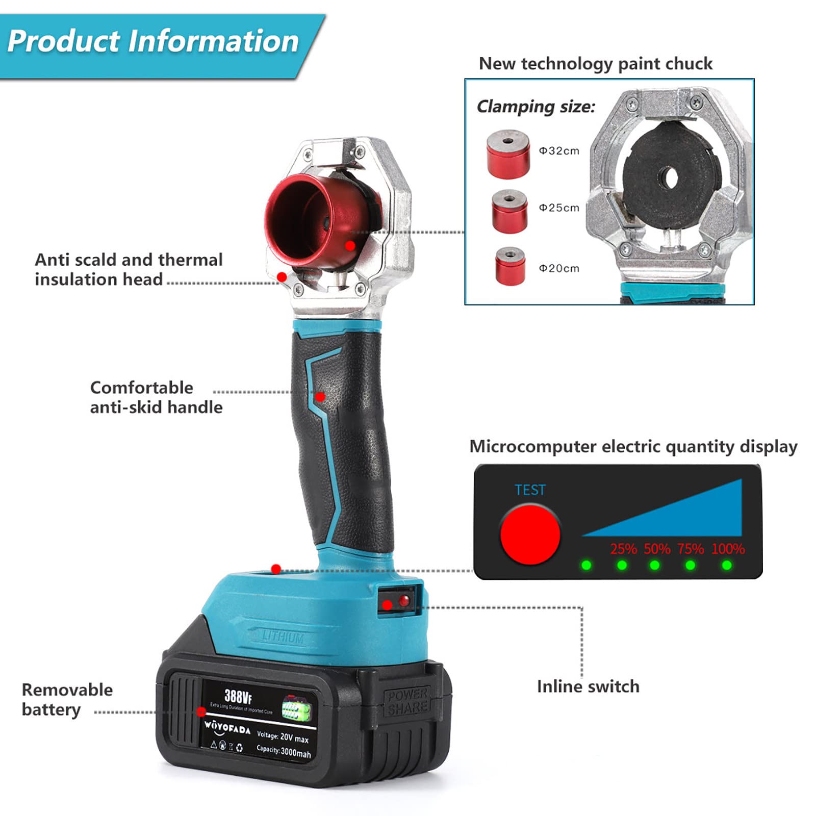 Saldatrice Per Tubi Plastica - 1500W, Temperatura Regolabile, Per Tubi Da 20 A 63mm, Kit Completo 14 Pezzi - Foto 5
