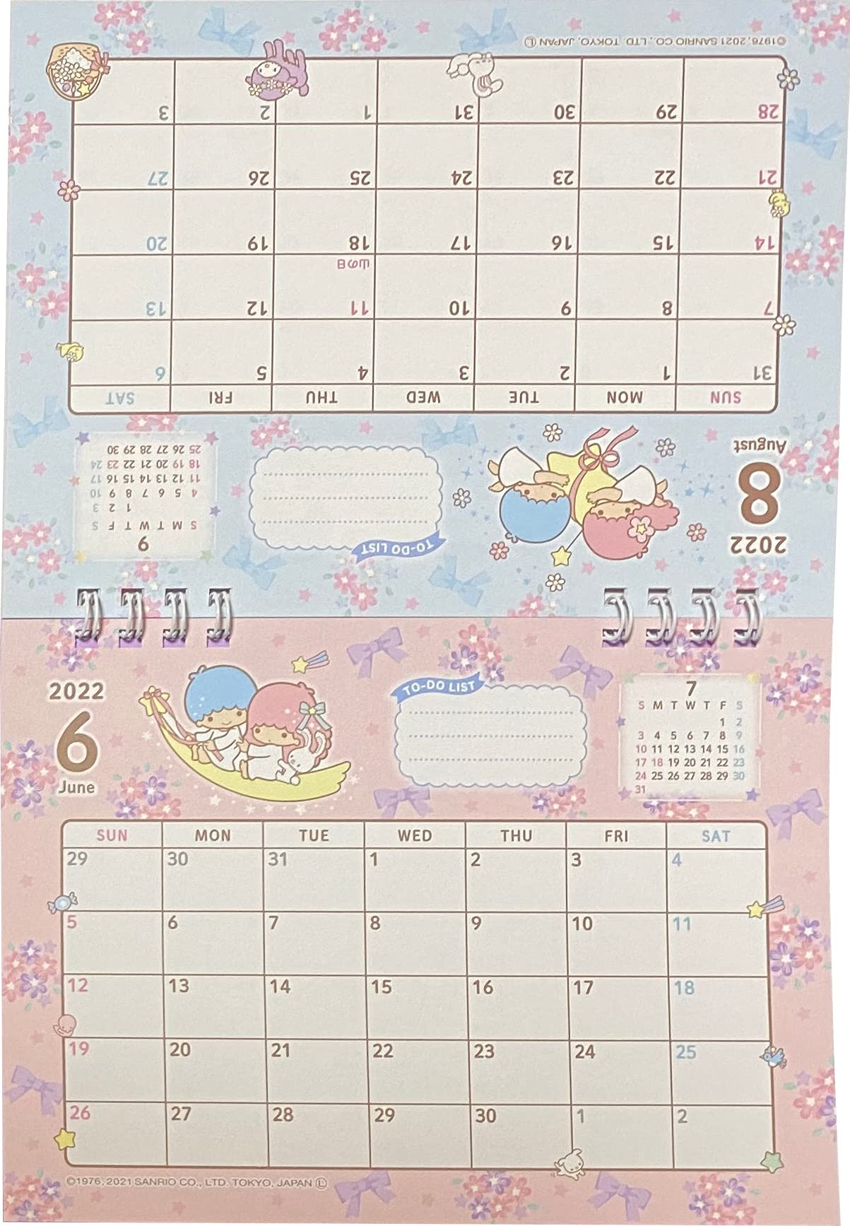 Tanpopo Sanrio Little Twin Stars Desk Ring Japanese Calendar 2022 Year