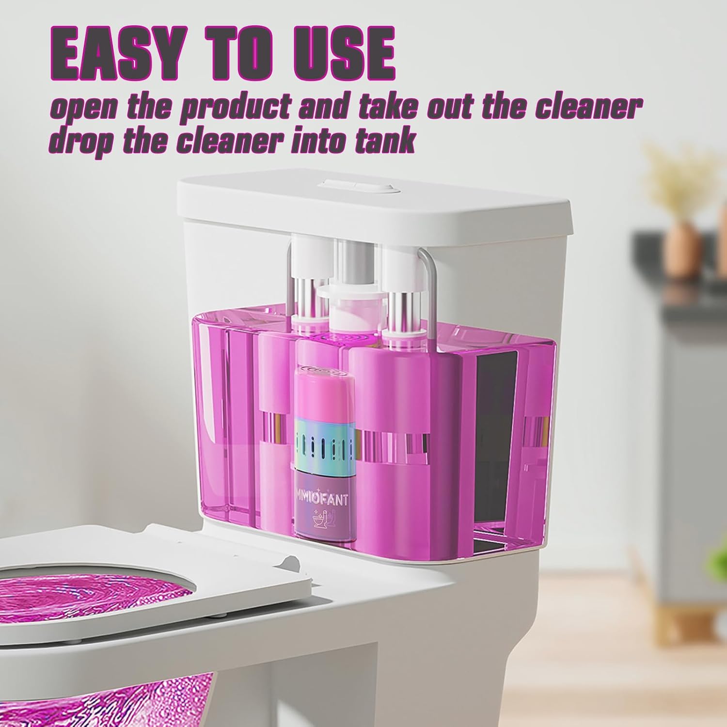 Automatic Scented Toilet Bowl Cleaner Bottle,2 pack, Long Lasting Bathroom Toilet Tank Cleaner Pods Tablets In Bottles With Powerful Cleaning (PINK 2 Pack) - Image 4