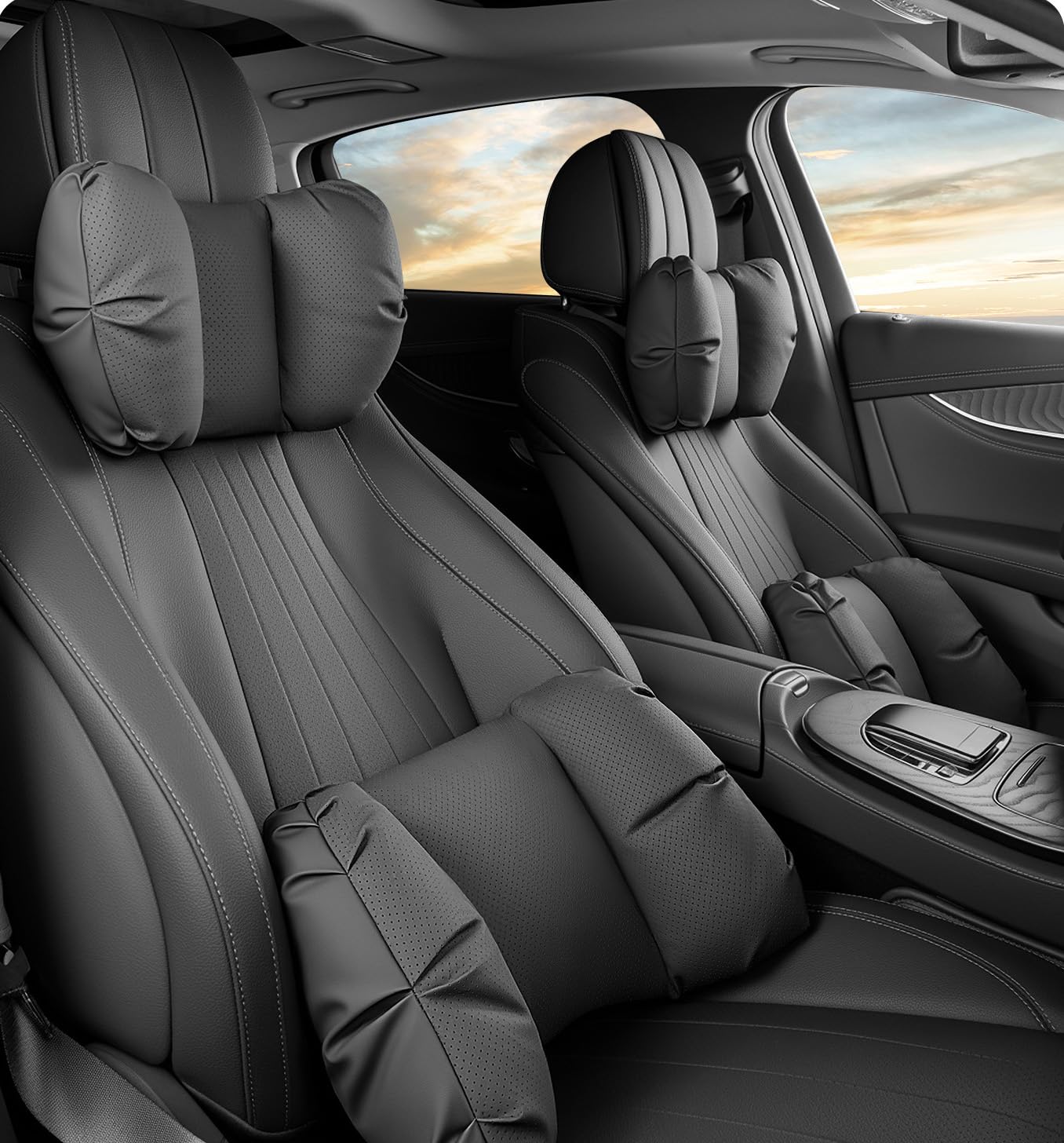 ZLXMRUT Car Neck Pillow & Lumbar Support for Chevy Spark Bolt Trax Traverse Trailblazer Tahoe Suburban Aveo Blazer Cruze Equinox Malibu Ergonomic Breathable Mesh Auto Seat Back Cushion Headrest