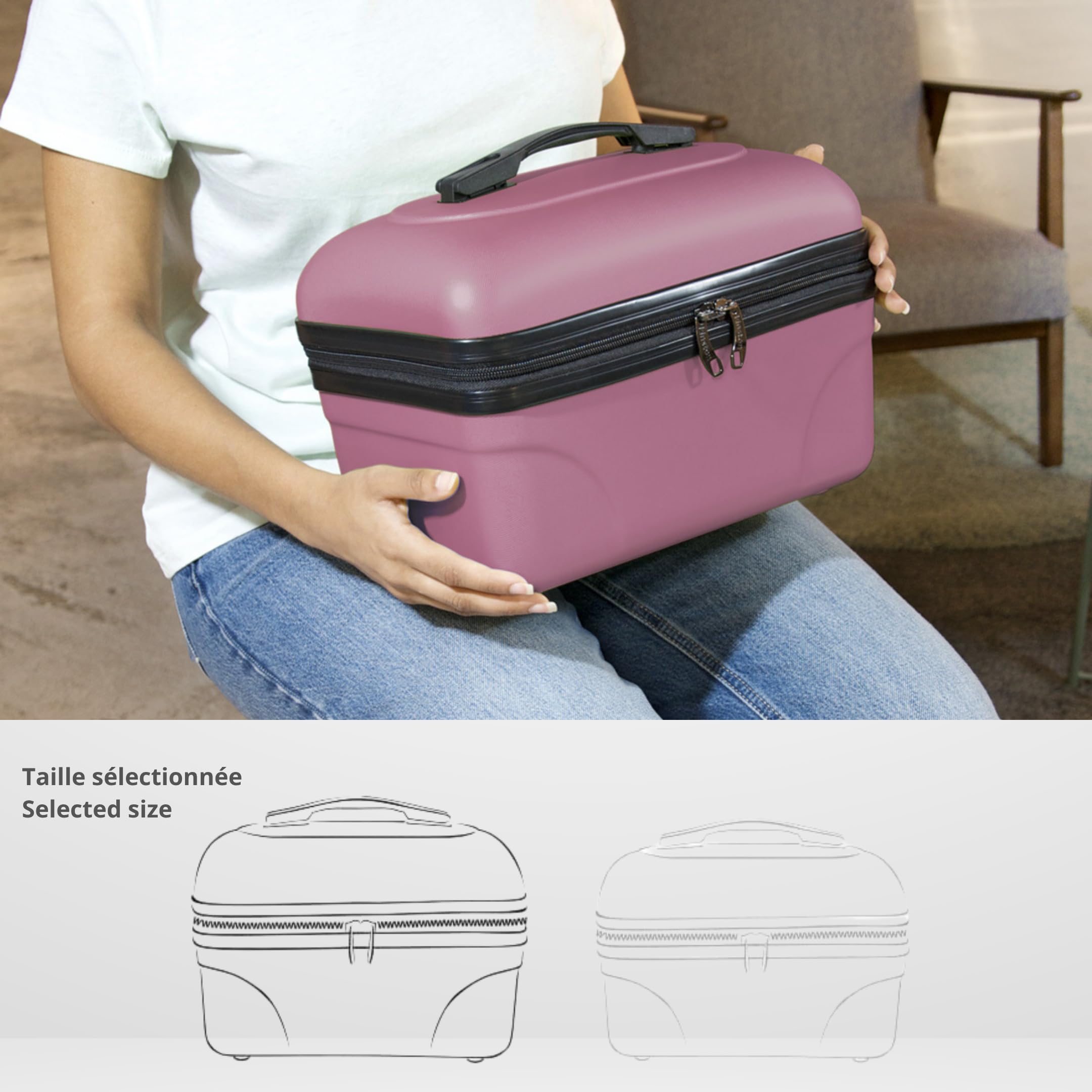 KINSTON Vanity Cosmetici Trousse di Toilette, Rigido con Maniglia, Organizzatore di Viaggio, Scatola di Immagazzinaggio - Grande Capacità (Rosa/Grande Modello)