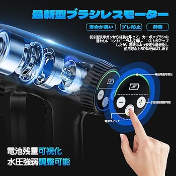 Amazon.co.jp: Fcalvy 高圧洗浄機 コードレス 充電式 2段階水压