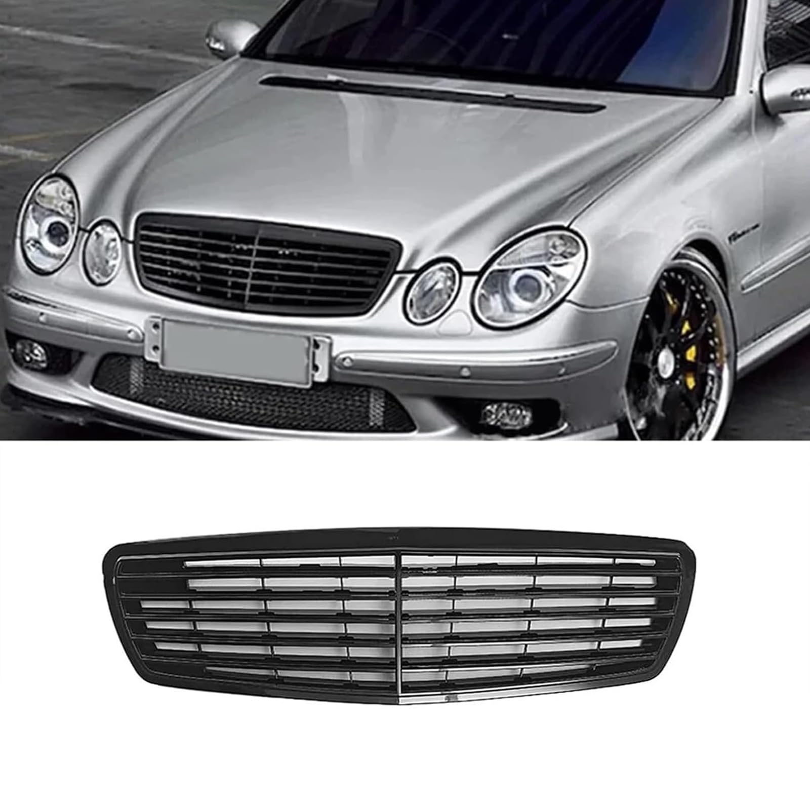 BXQDAM Front grille,Compatible with Mercedes-Benz W211 E-Class E200 E320 E350 E55 2002-2006,Front grille parts