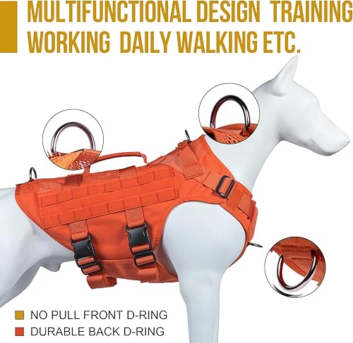 Vista 84 de OneTigris Arnés táctico sin tirones para perros pequeños, diseño de malla, chaleco transpirable para perros militares, chalecos Molle con asas
