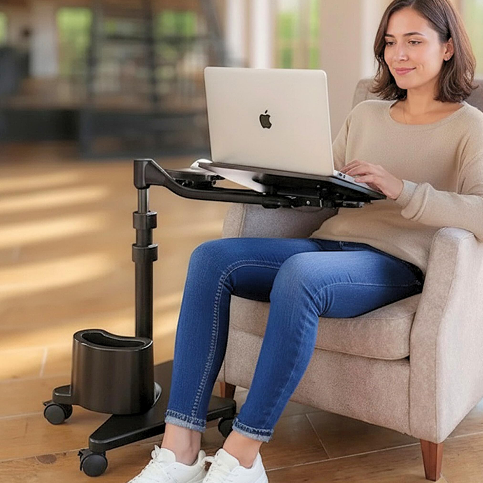 Levo G2-801 Deluxe Laptop-Ständer mit Mausablage – Stilvolles Rotguss- und Schwarz-Design für Komfortables mobiles Computing – Höhenverstellung, 360° drehbar, stabile Konstruktion für die Arbeit