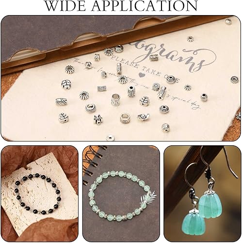 Miniatura 10 de UPINS 300 cuentas espaciadoras plateadas y doradas para suministros de fabricación de joyas, pulseras, collares, manualidades, cuentas plateadas,