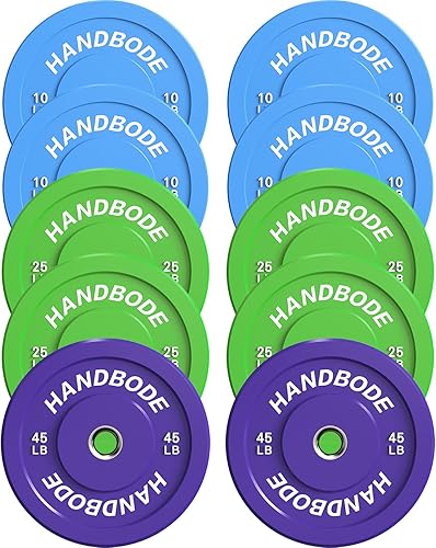 Miniatura 52 de Juego de discos de peso de 2 pulgadas de alto rebote, juego de discos olímpicos de 45/100/160/190/260/300 libras, juego de discos de peso de colores