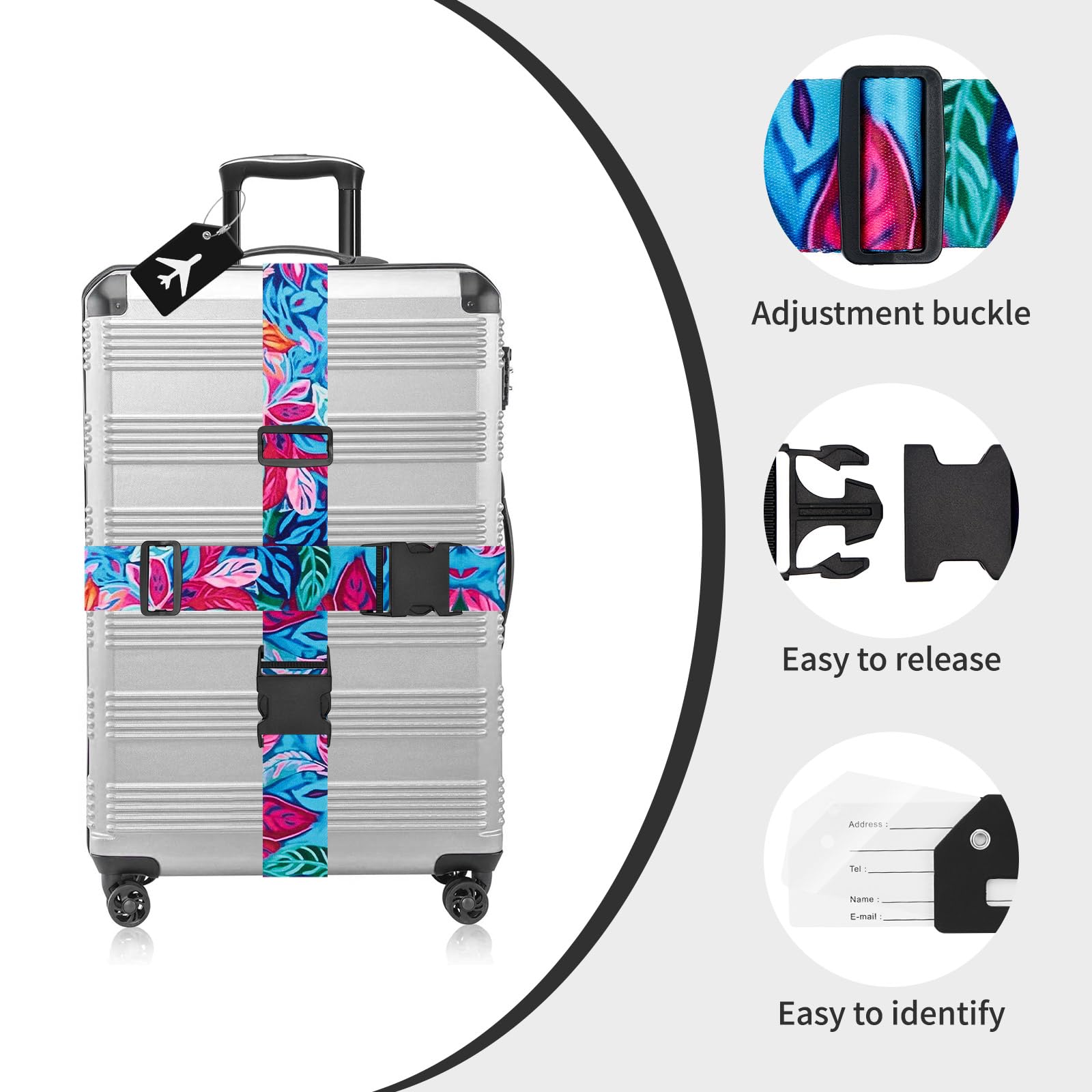 Correas Equipaje ZOUIQSS - 2 Unidades Ajustables, Hebilla Segura, Etiqueta Incluida, Color Amarillo