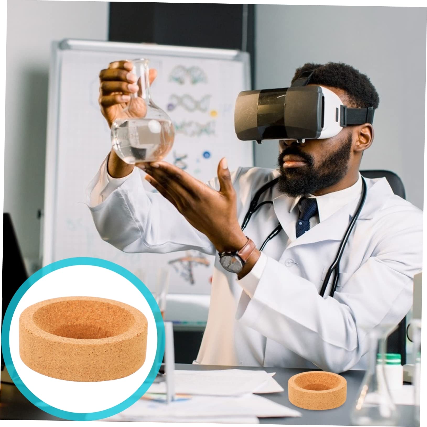 Mobestech 4pièces Support De Flacon Liège Pour Laboratoire Base Ronde Et Pratique Pour Flacons à Fond Sphérique