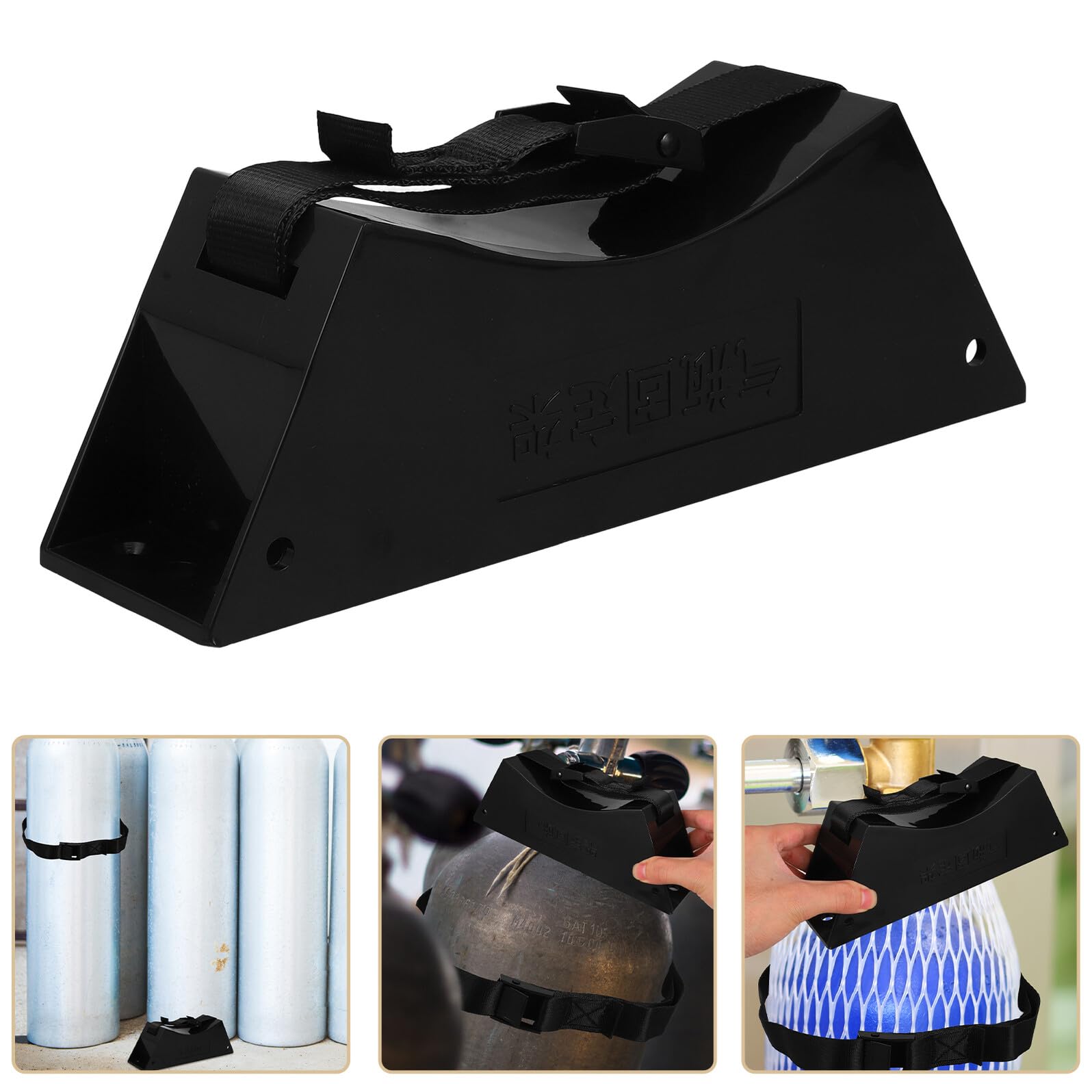 Support de Bouteille de Gaz Mural pour Réservoir Propane 40l Noir | Fixation avec Sangle Réglable, pour Bateaux et Laboratoires, Installation Simple, Maintien Sécurisé