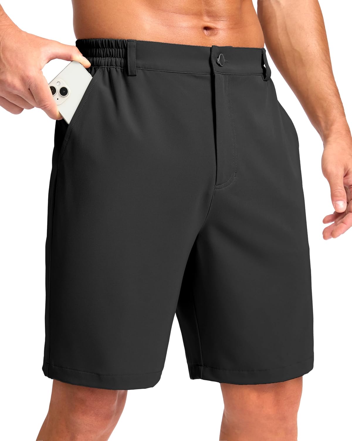 Pudolla Men's Casual Shorts 7"/9"/5" Lightweight Golf Shorts with 3 Pockets Stretch Quick Dry Comfy Work Shorts