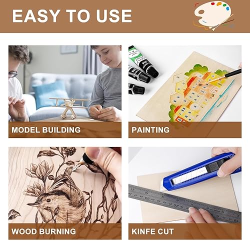 Miniatura 25 de Paquete de 18 hojas de tilo de 12 x 12 x 1/8 pulgadas para manualidades, tablero de madera de tilo sin terminar, perfecto para adornos y modelos