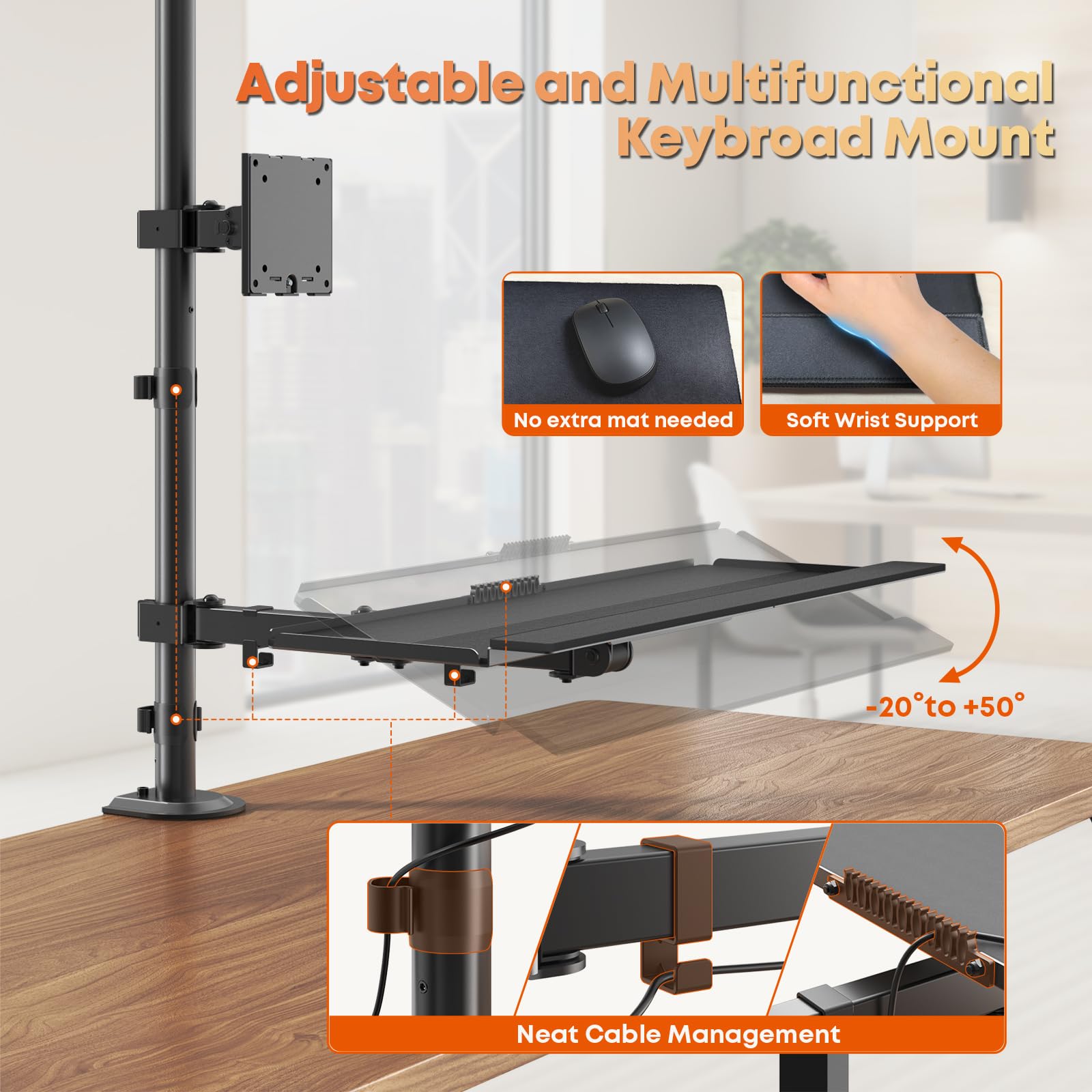 PUTORSEN Supporto Monitor con Ripiano Tastiera per Monitor 49" (fino a 20 kg), Postazione Siedi-Lavora in Piedi & Sollevatore Scrivania, Ripiano Tastiera fino a 9 kg, Ergonomico