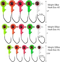 Vista 2 de Alwonder Panfish - Señuelos de cangrejo, anzuelos de pesca con ojos 3D, llamativos señuelos de crappie vívidos, cabeza de plantilla de pesca