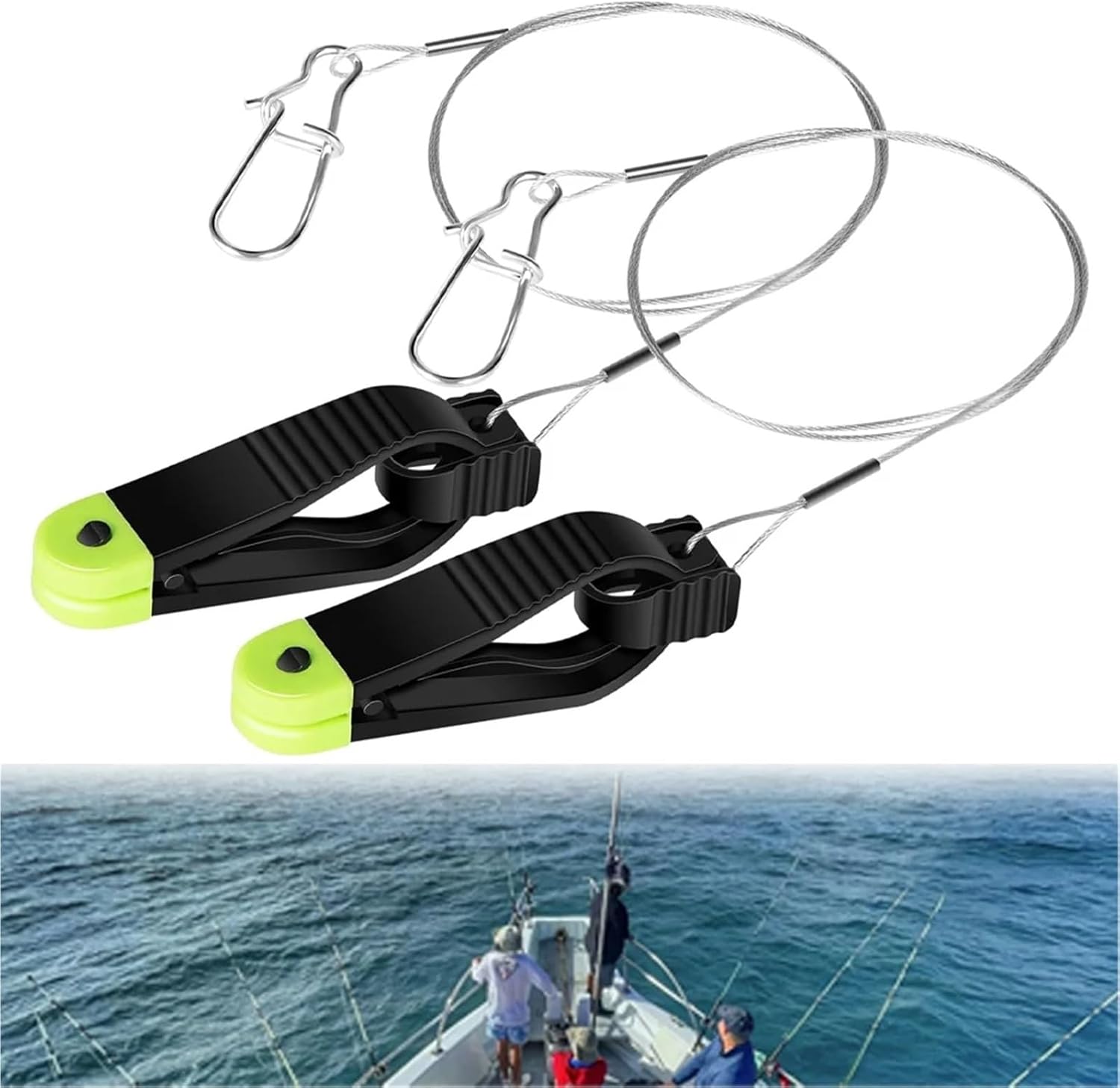 Fishing Downrigger Weight Snubber 8 Pcs Mini Power Grip Plus Line Release with 18-Inch Leader & Cannonball Snap, Fishing Downrigger