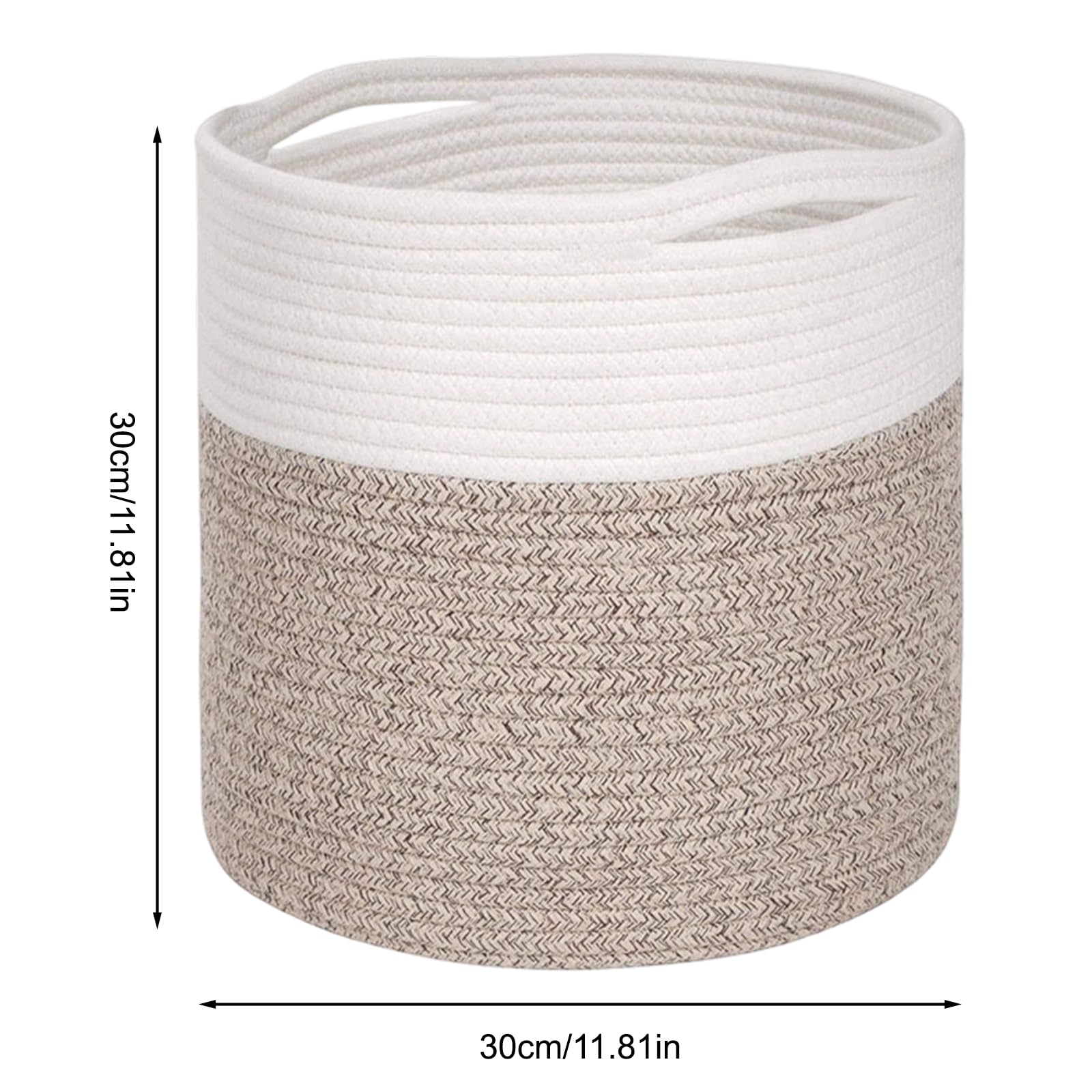 Cesto in Corda Di Cotone Intrecciato, Cesto per La Biancheria in Cotone Con Manici, Cesto Portabiancheria Pieghevole per Coperta, Cestino Intrecciato, Cestino per La Biancheria, 30 X 30 Cm