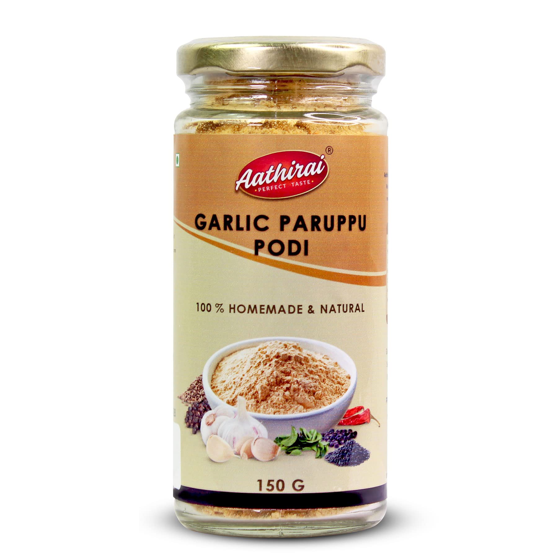 Aathirai Garlic Dal Podi - 150 Gms | No Preservatives | 100% Fresh & Natural | Homemade Paruppu Podi/Instant Dal Rice Mix/Dal Rice Powder/Chutney Powder (B0B34MHNBL) Amazon Price History, Amazon Price Tracker