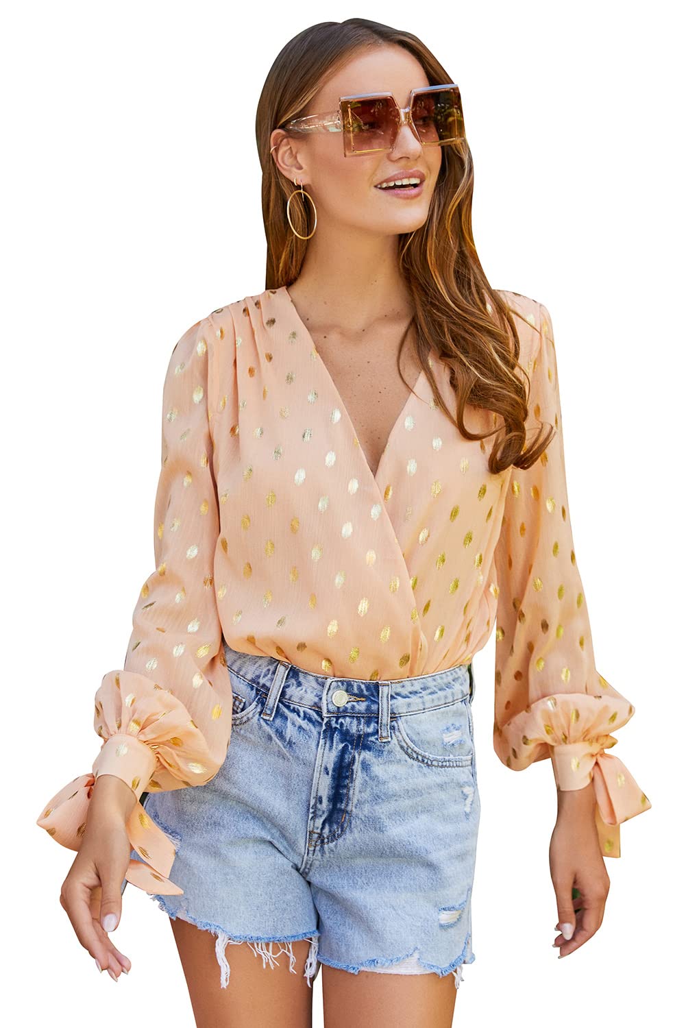 Body Donna Maglia A Costine - Bianco Estate Con Scollo A V E Bottoni, Top Elegante - Foto 6