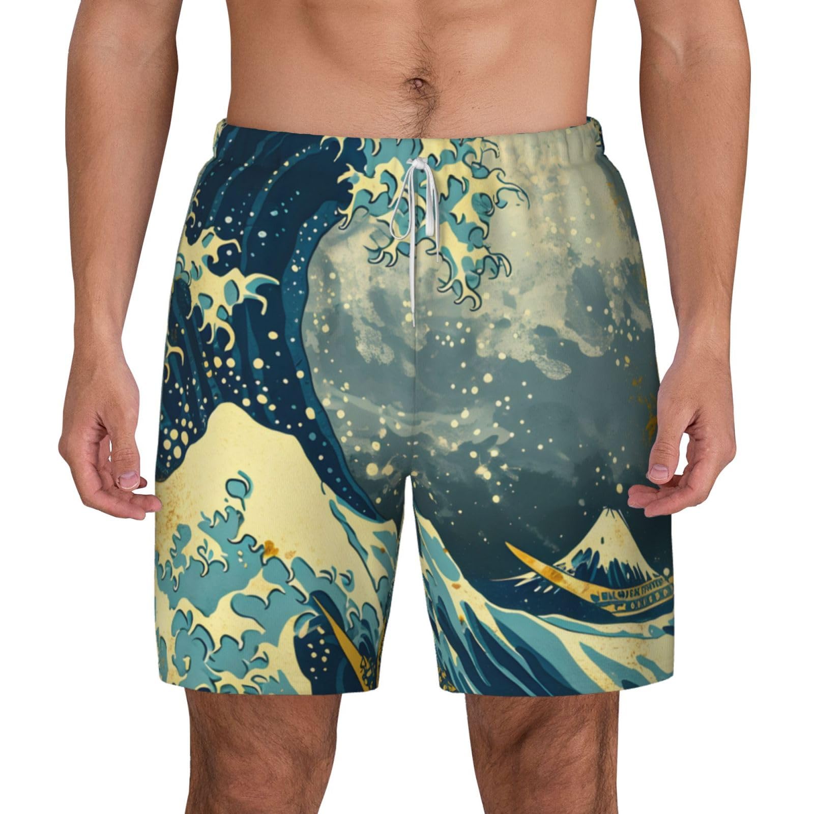 Amazon.com: Mens Swim Trunks Japanese Big Wave Ocean Swim Shorts