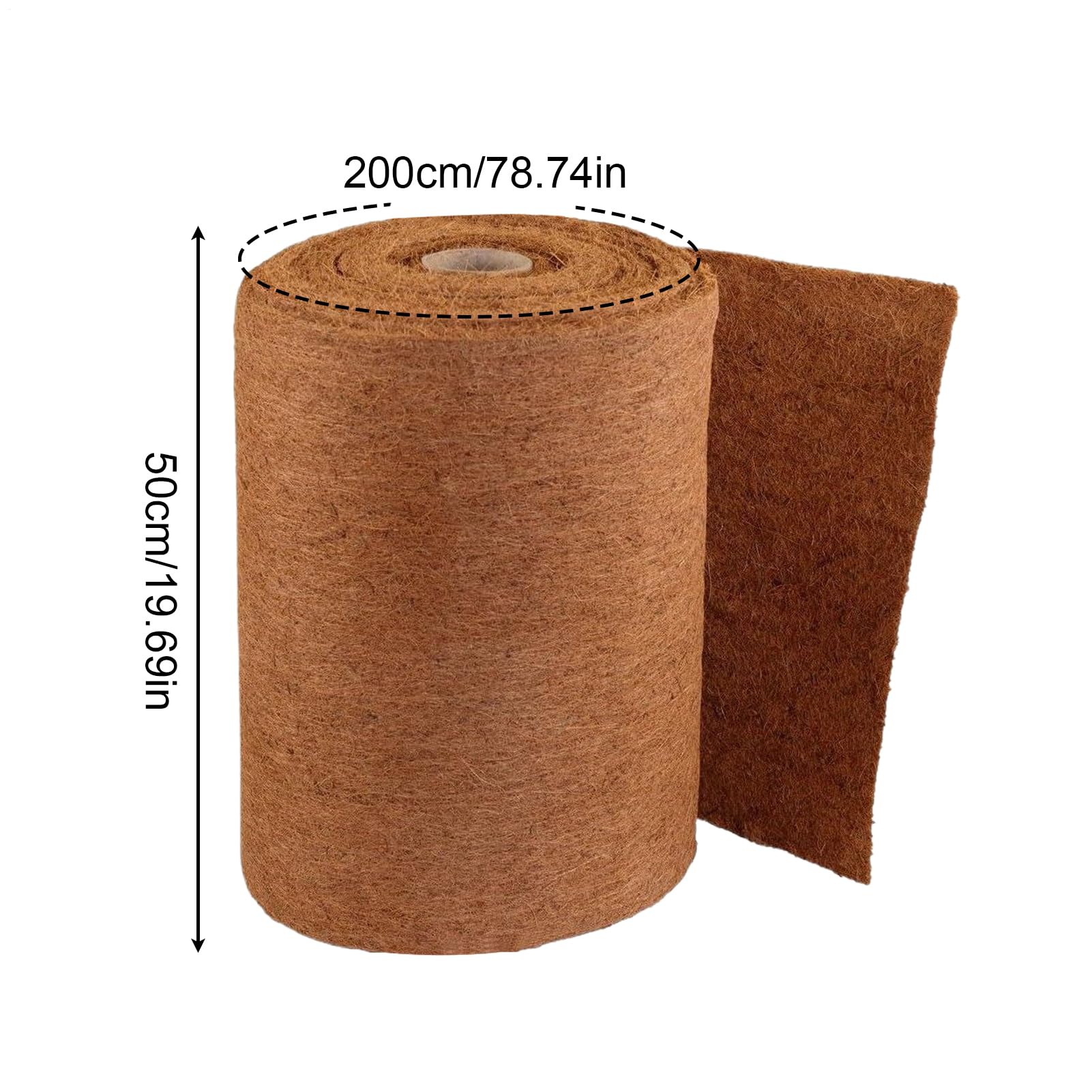 Rollo de forro de coco, 50 x 200 cm, rollo de fibra de coco natural para macetas, tapete de fibra antideslizante para macetas, cestas, decoraciones de jardín